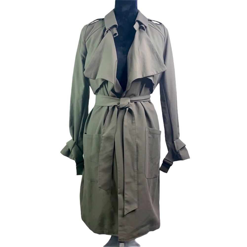NWT REVAMPED OUTERWEAR Women's Olive Green Military Style Trench